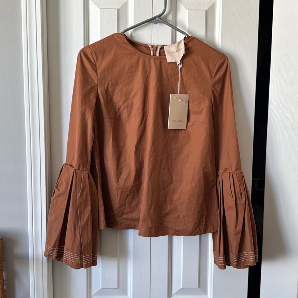 Womens Roksanda Bell Sleeve Flowy Blouse Top
